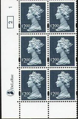 2000 GB - SGY1801 (UC19) £2 Dull Blue (D) Cyl 1 ND Box 2 Blk CA